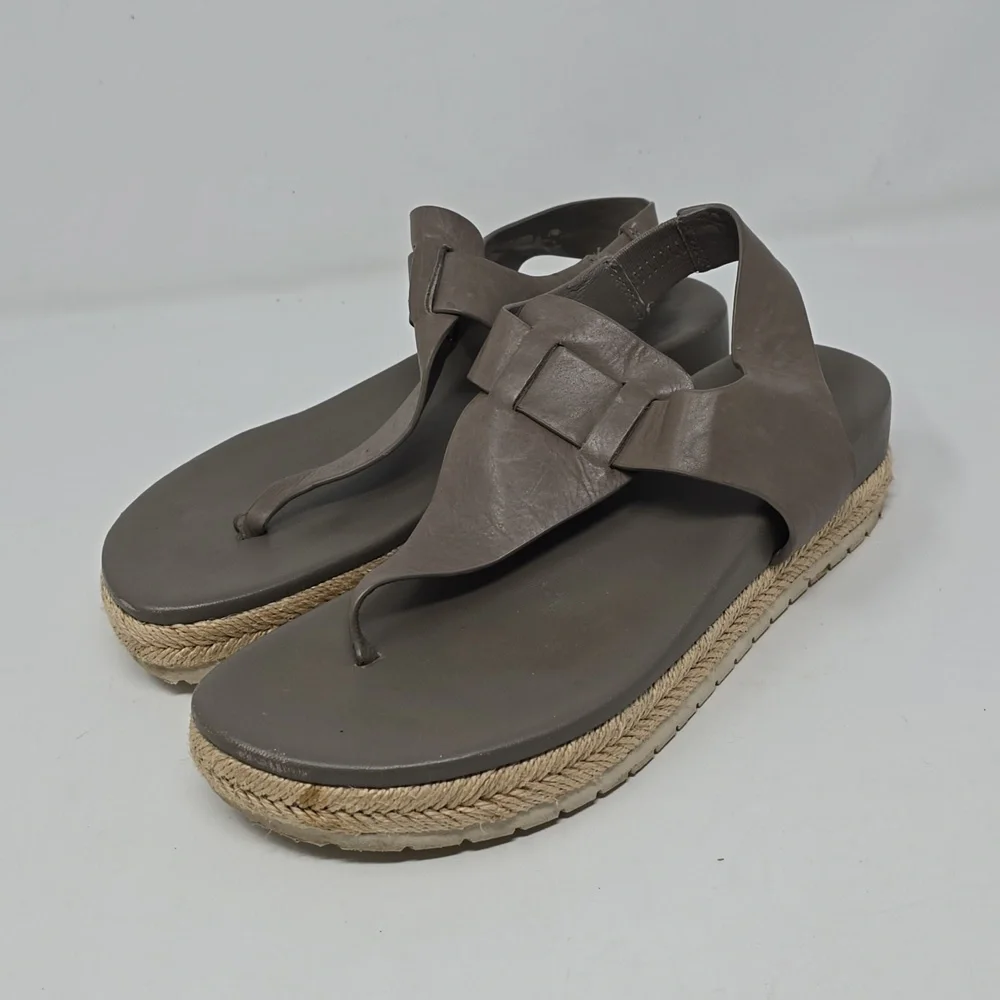 Vince Flint Platform Spadrilles Sandals Grey Size 6